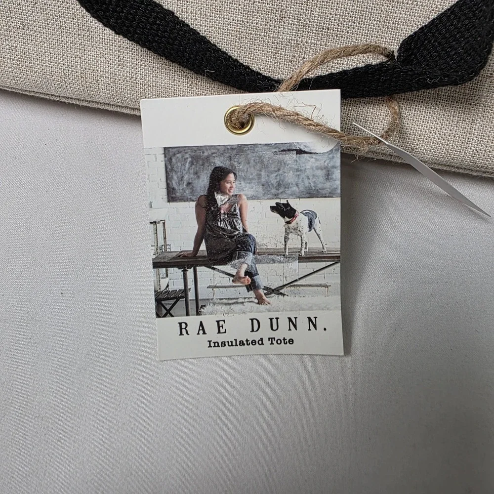 Rae Dunn Insulated Tote Bag Large Linen Beige Blessed Farmhouse Lined Cooler Bag